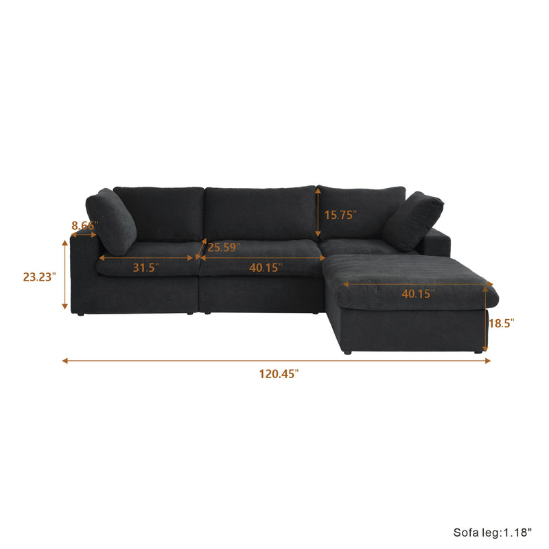 Cloud Comfort Modular Sectional With Storage Ottoman