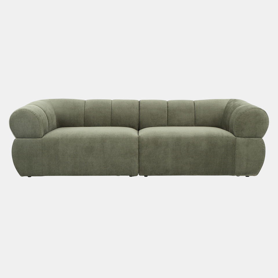 Olive Green Rounded Arm Sofa (101")