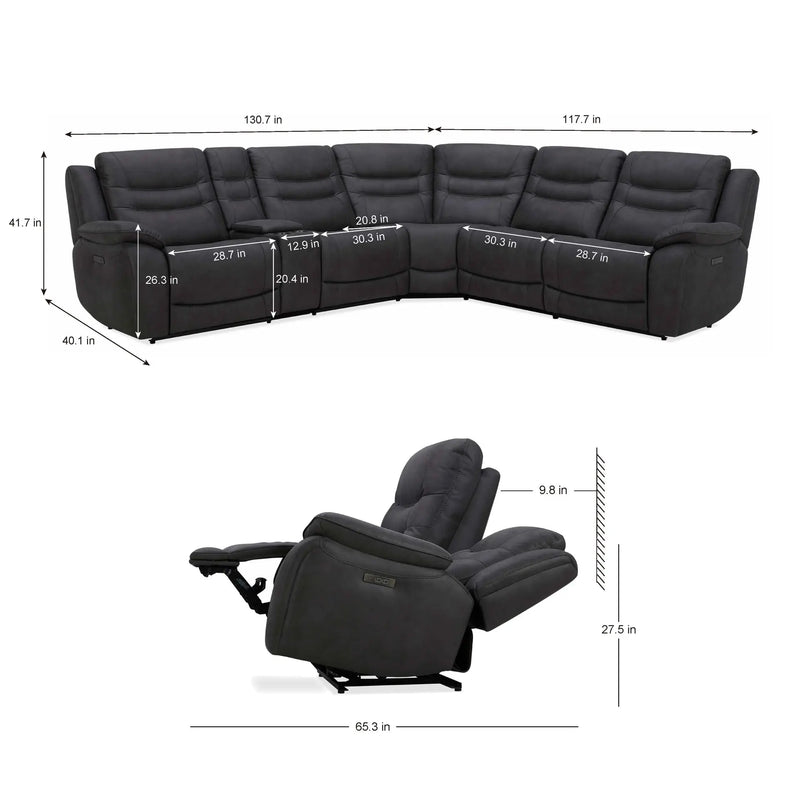 Kelsee Fabric Power Reclining Sectional with Power Headrests